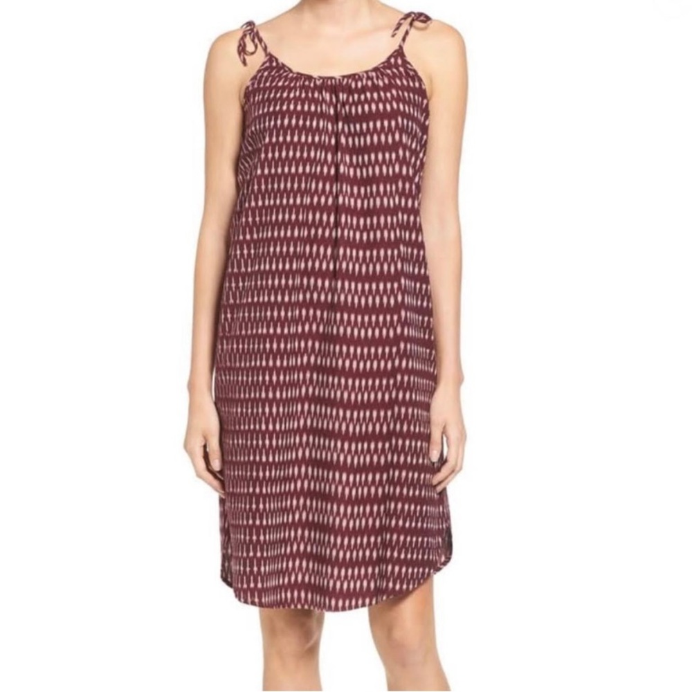 Madewell Burgandy Ikat Dress With Pockets Size XXS